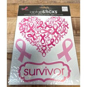 Breast Cancer Awareness Pink Ribbon Themed Laptop Stick Removable Decal Set